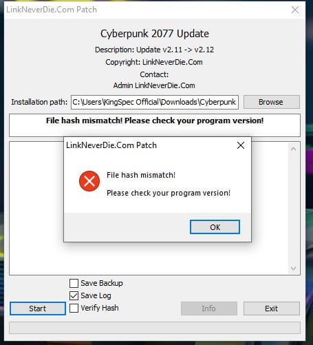 Lỗi update 2.12 Cyberpunk 2077