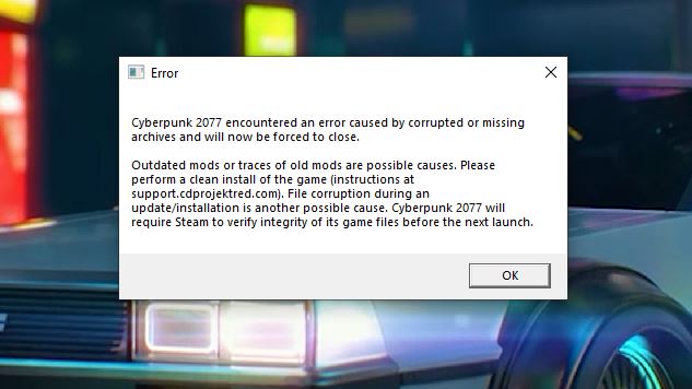 Lỗi Cyberpunk 2077 sau khi chạy update 2.11