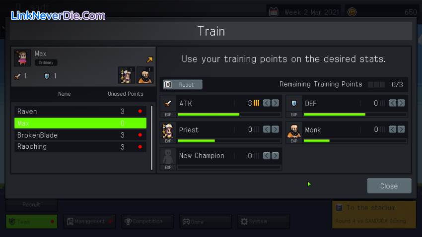 Hình ảnh trong game Teamfight Manager (screenshot)