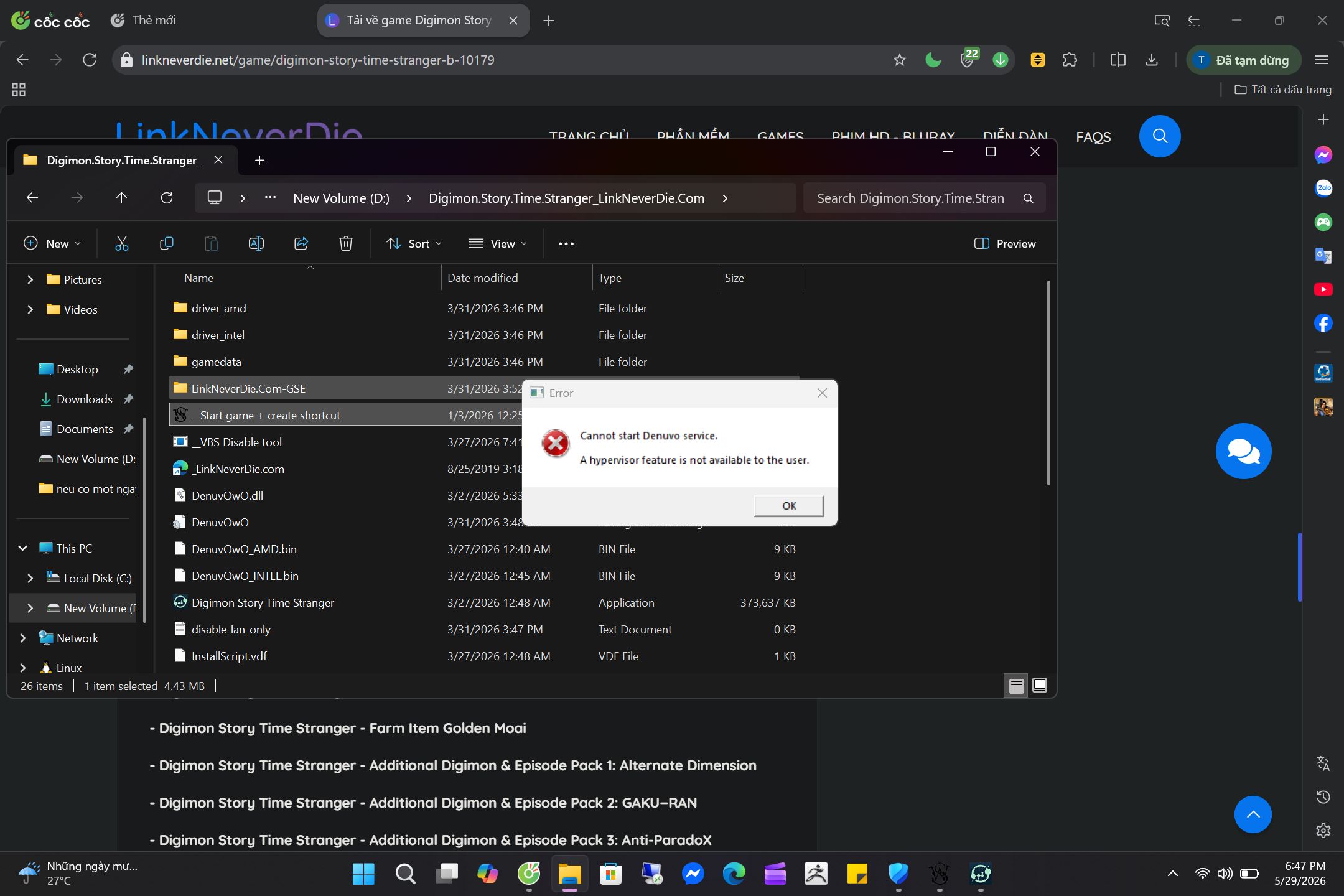 A hypervisor feature is not available to the user A hypervisor feature is not available to the user