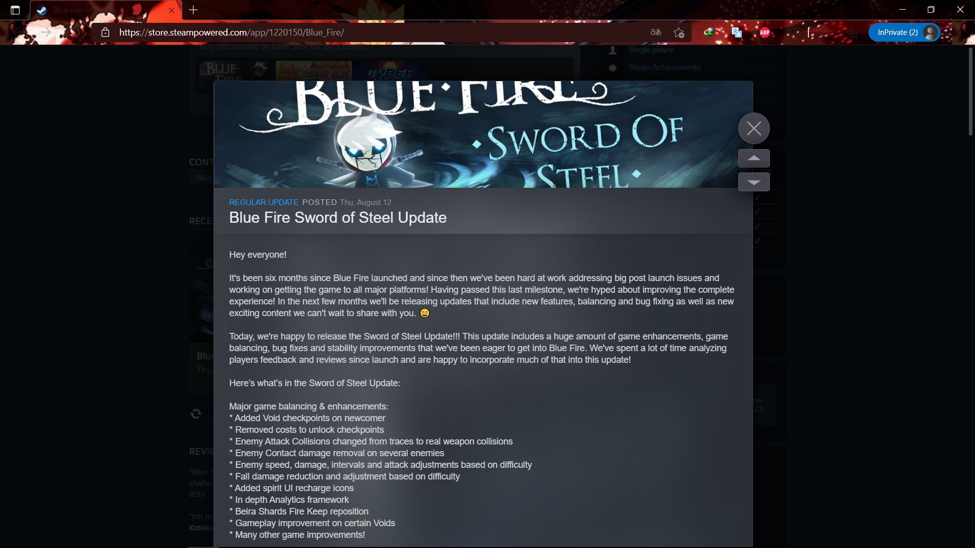 [REQUEST UPDATE] Blue Fire Sword of Steel Update