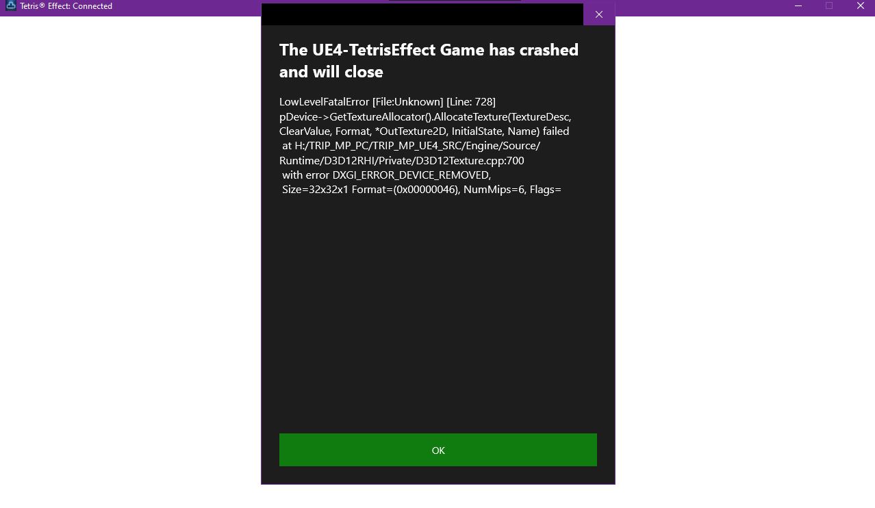 Tetris Effect crash khi bật game