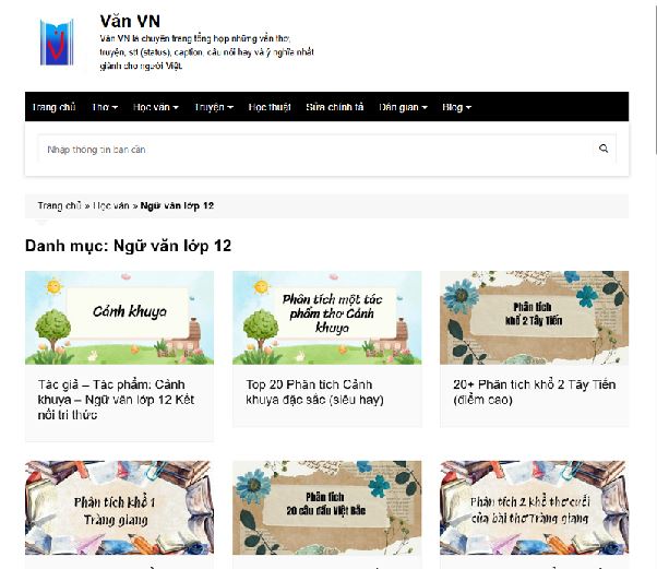 VanVN Net là "bách khoa toàn thư" của học sinh yêu văn học