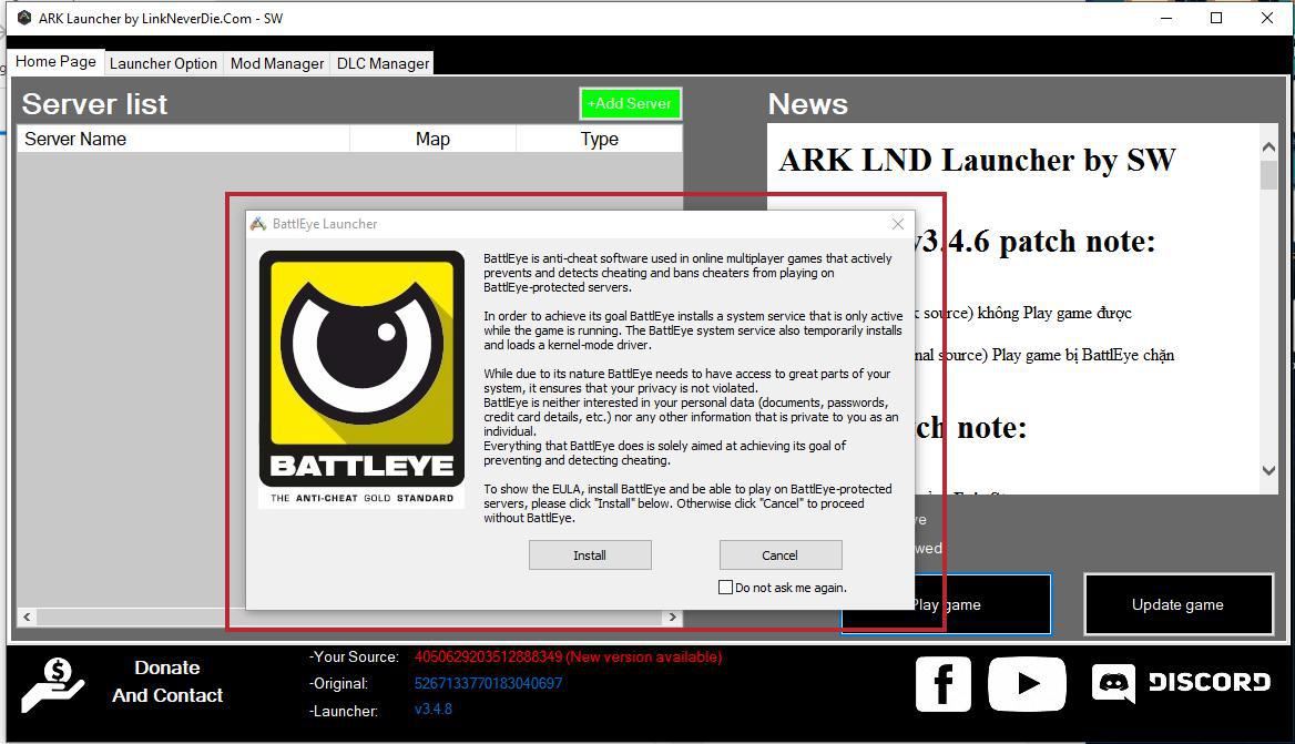ARK: Lỗi vào game bị văn và yêu cầu cài BattIEye Launcher.
