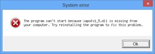 Hướng dẫn khắc phục và sửa lỗi XAPOFX1_5.dll