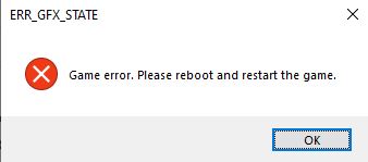 Red dead redemption bị Lỗi ERR_GFX_STATE: game error. please reboot and restart the game.