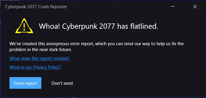 Game cyberpunk 2077 lỗi crash game sau khi tạo xong nhân vật