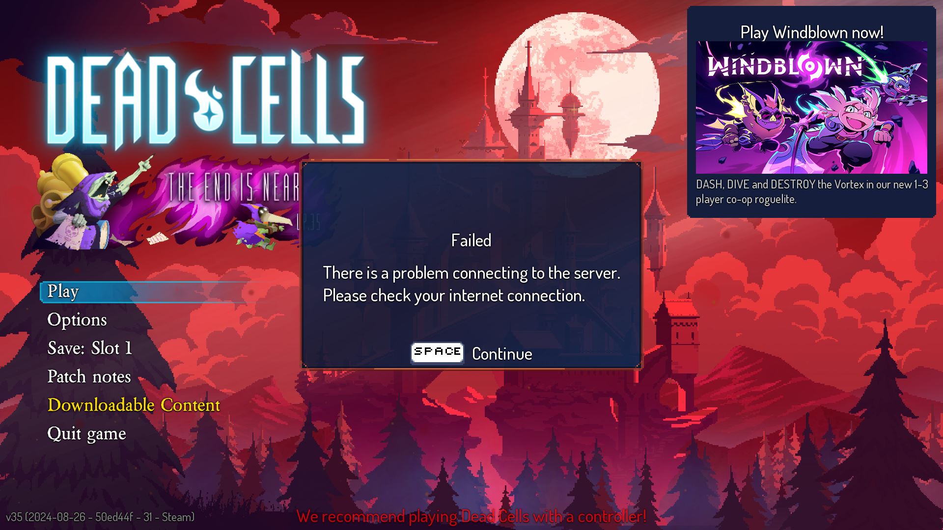 Lỗi daily challenge dead cells 20240827 (15492902) v35