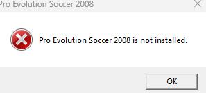 Lỗi Pro Evoulution Soccer 2008 is not Installed và không nhận cấu hình máy