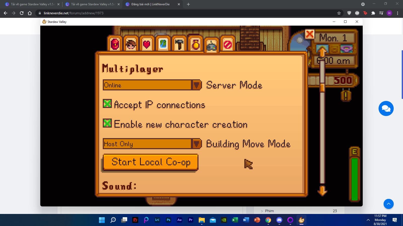 stardew valley không thấy invite code trong multiplayer