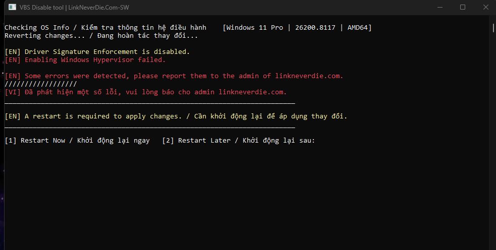 Lỗi VBS Disable tool Lỗi VBS Disable tool