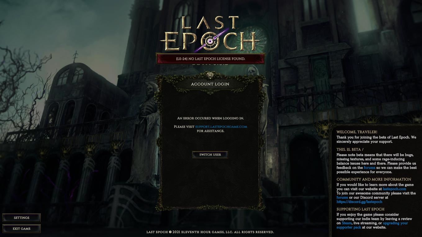 Last Epoch update 0.8.2 xong ko chơi được nữa
