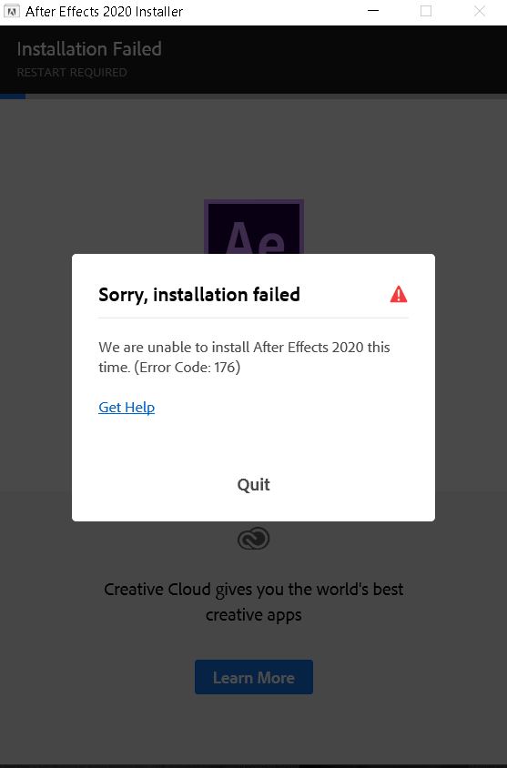 Lỗi Adobe After Effect (Error 176) Đã Thử Các Cách như Xóa File Tắt Defender