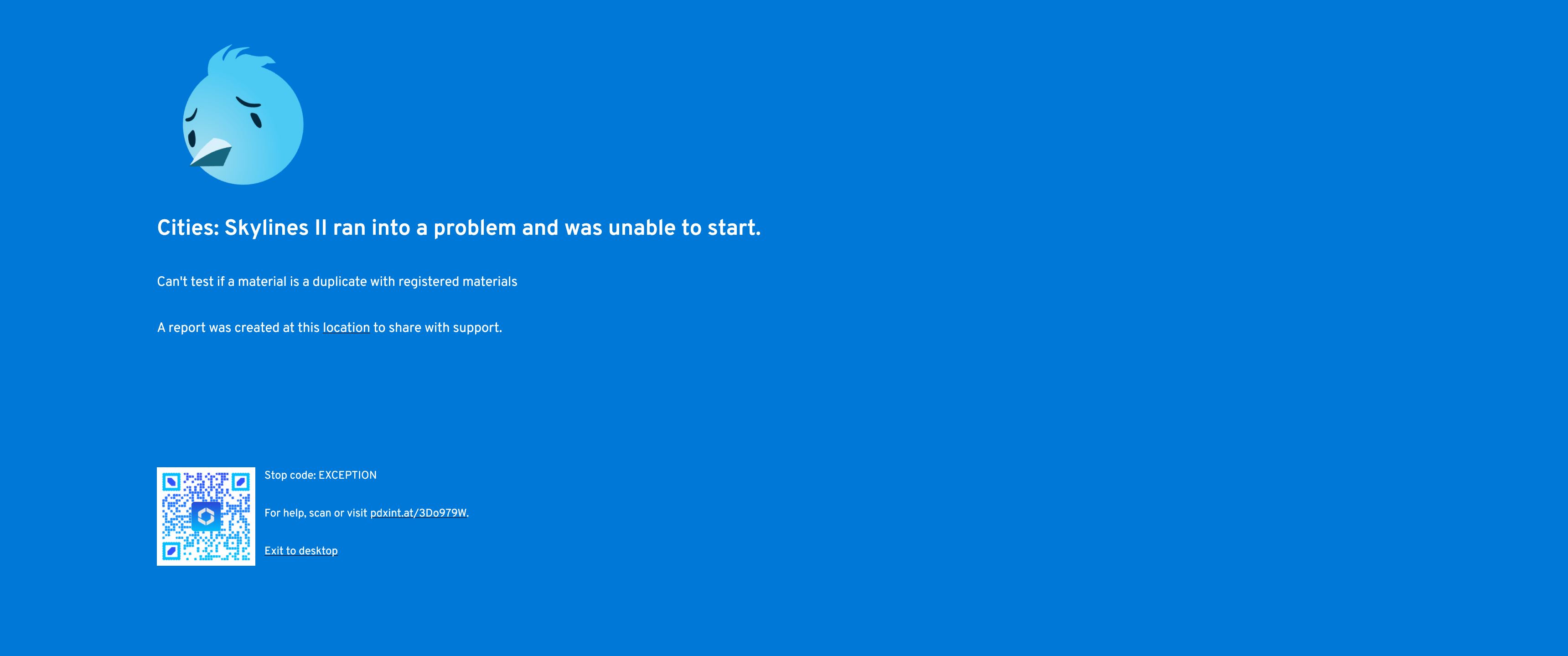 Cities: Skylines II ran into a problem and was unable to start