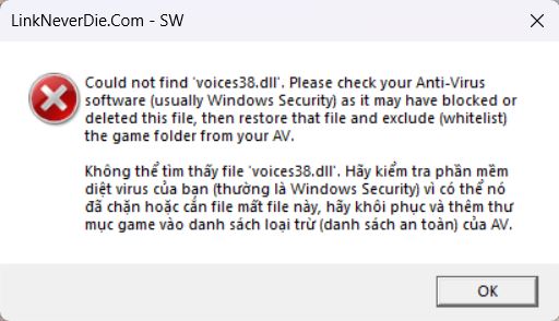 lỗi thiếu file voices38.dll Sonic Frontiers lỗi thiếu file voices38.dll Sonic Frontiers