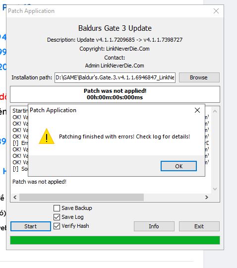 Baldur's Gate 3 lỗi update v 4.1.1.73