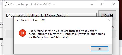 Lỗi cài đặt đường dẫn games PES 2021