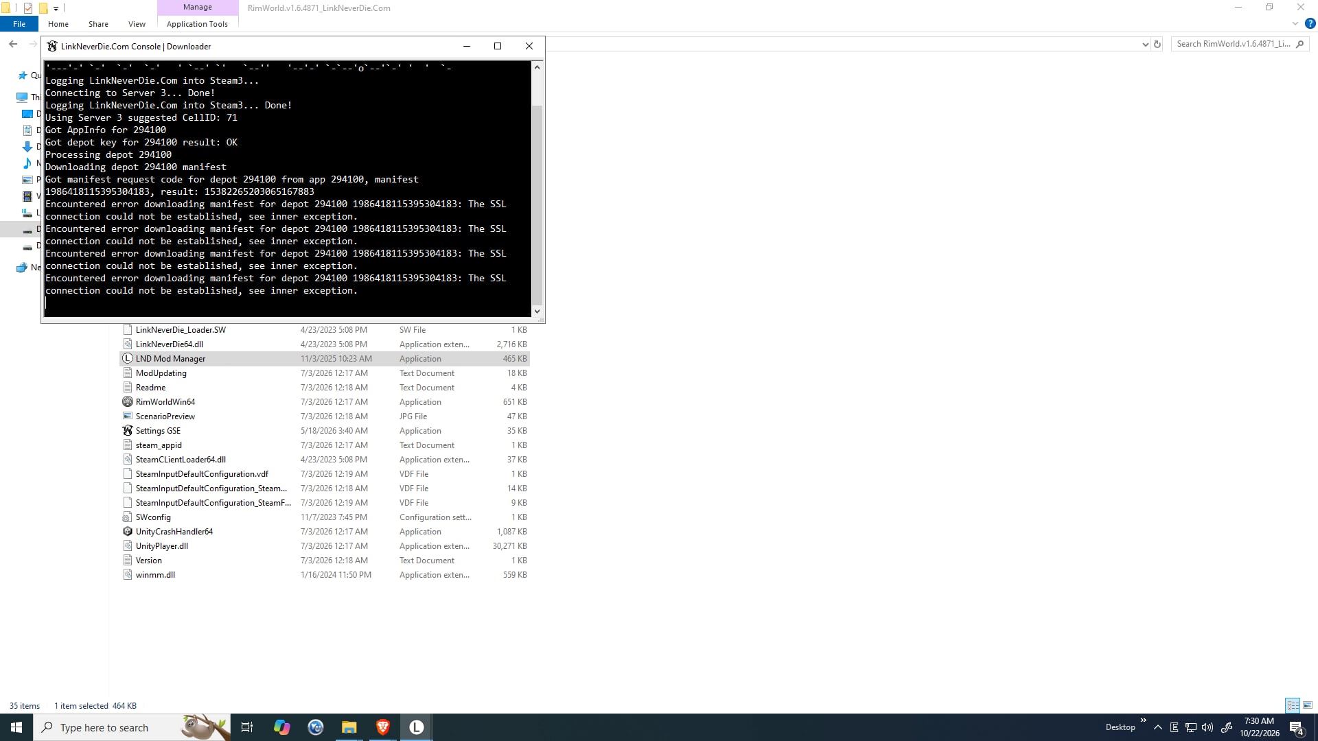 Lỗi Instal Mod manager
