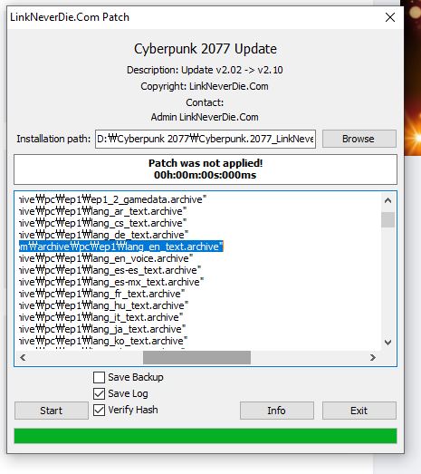 Lỗi update Cyberpunk ver 2.10