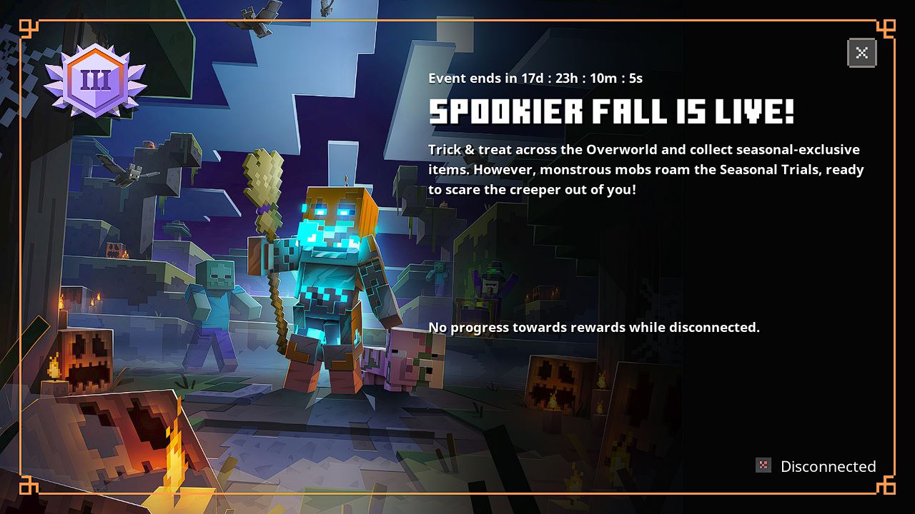 Làm sao để tham gia event Spookier Fall của Minecraft Dungeons ?