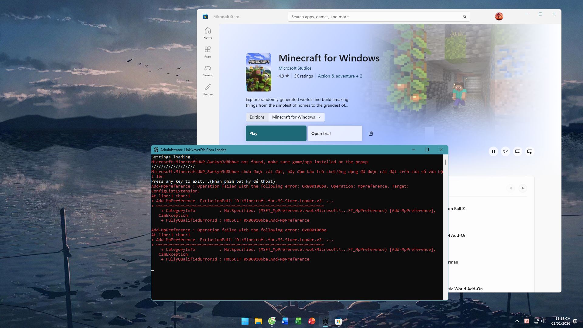 Không unlock được game Minecraft Không unlock được game Minecraft