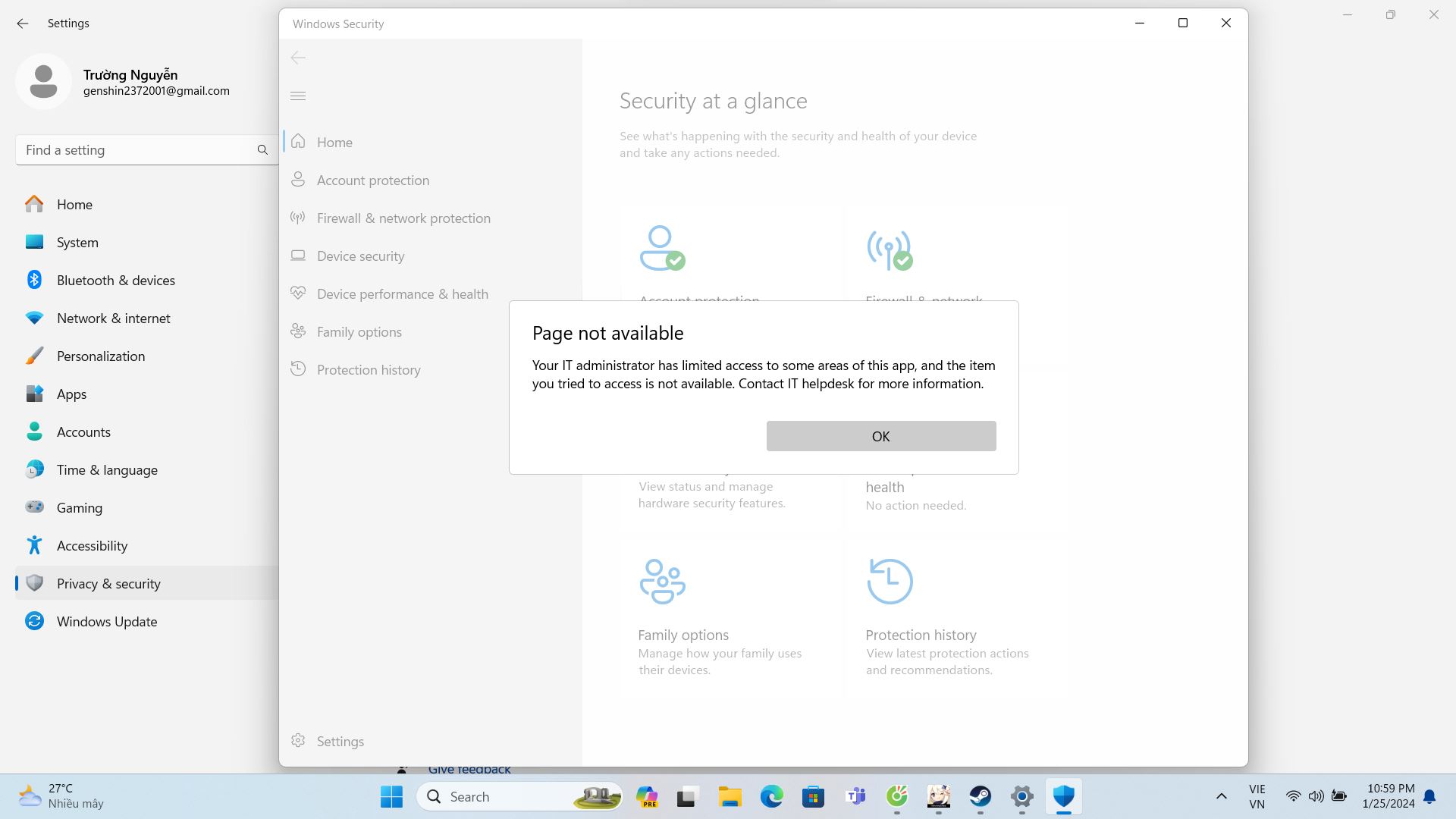 Mình muốn tìm hiểu thêm các bước tắt Windows Security , tại hiện giờ mình không thể tải Windows Defende được 