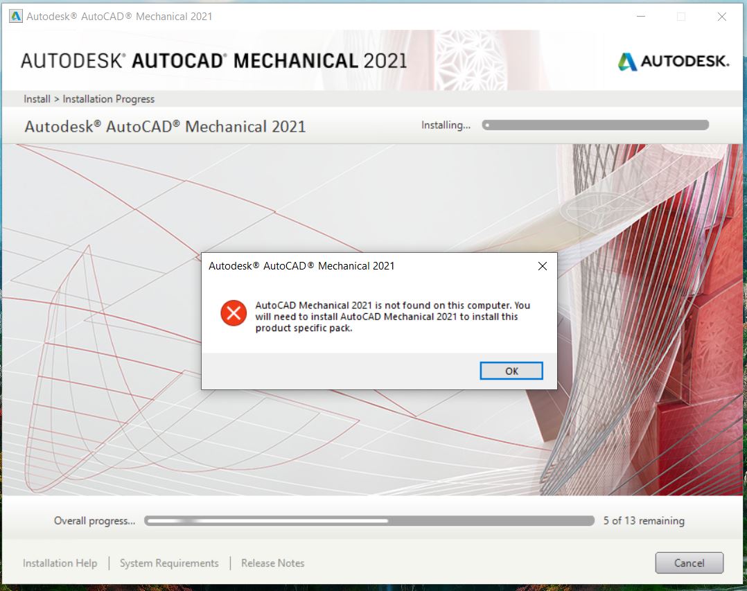 Lỗi cài đặt phần mềm AutoCad Mechanical Engineering 2021 