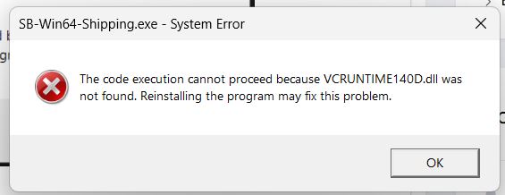 Stellar Blade lỗi vcruntime140D.dll msvcp140d.dll  vcruntime140_1D.dll ucrtbased.dll