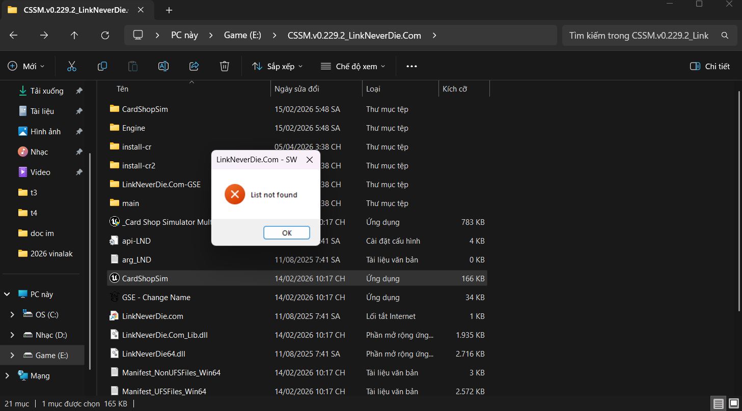 Lỗi Khi Vào Game card shop simulator Lỗi Khi Vào Game card shop simulator
