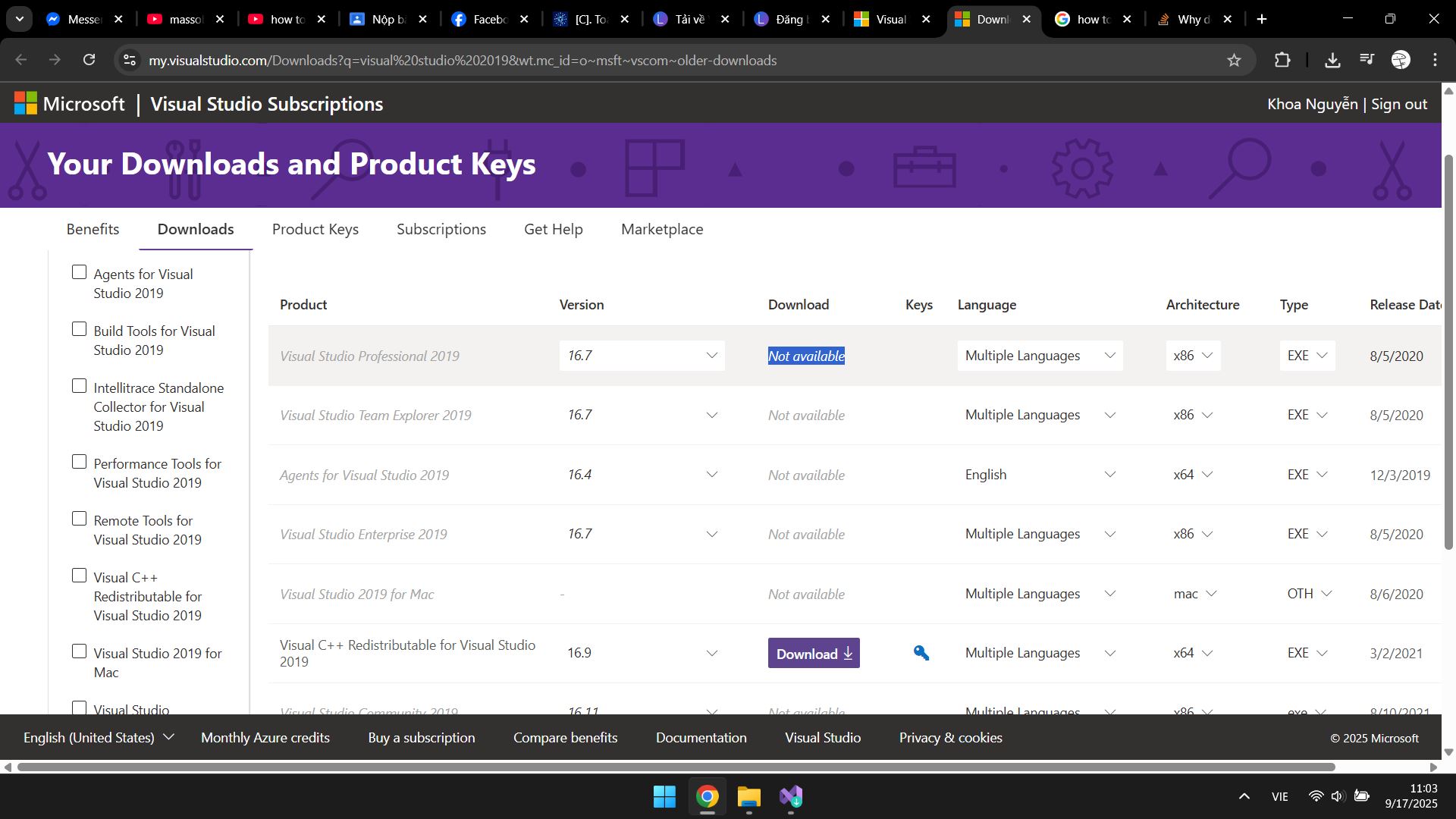 Tải Visual Studio các bản cũ hơn