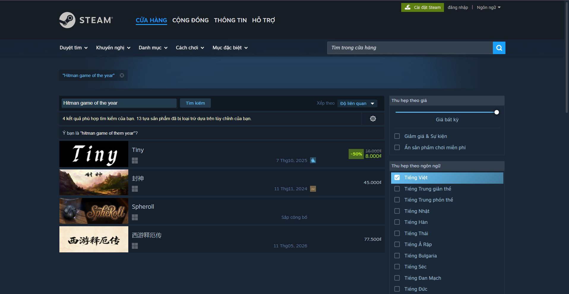 em muốn hỏi về game hitman game of the year ạ 