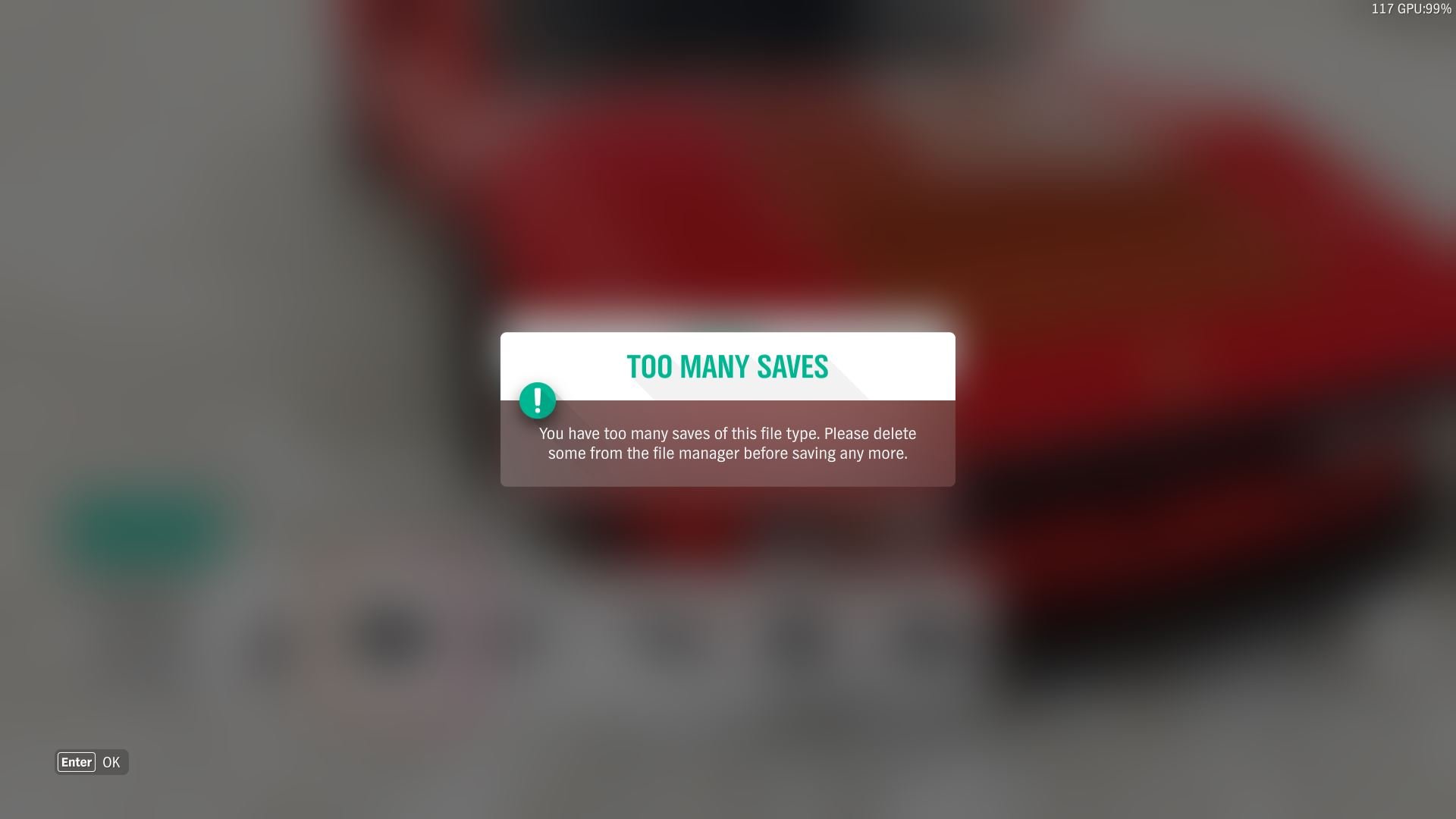 Lỗi Too much saves - Forza Horizon 4