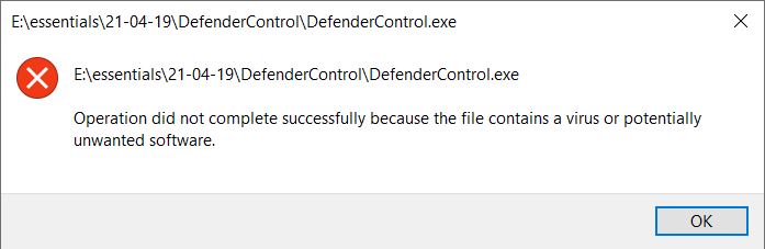 DefenderControl bị WindowDefender chặn