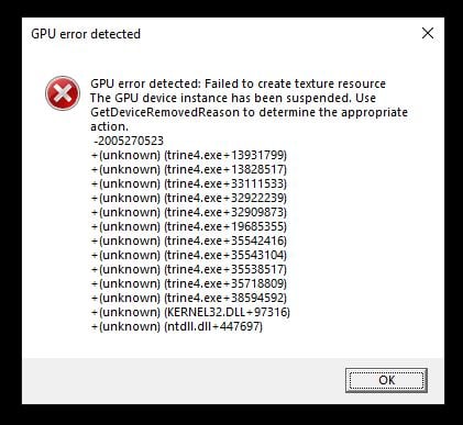 Lỗi GPU has been suspended