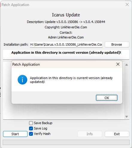 lỗi alrearly update khi cập nhật bản mới icarus 