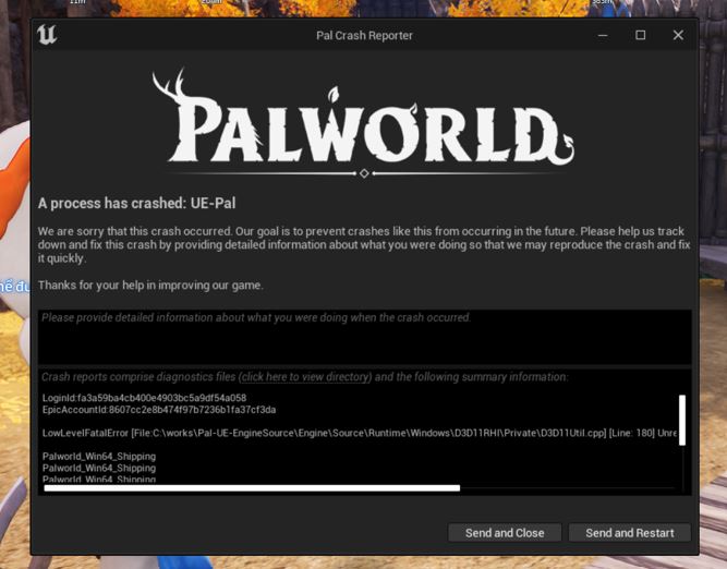 Palworld 1.0 bị Crash Palworld 1.0 bị Crash