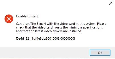 Sims 4 Unable to start