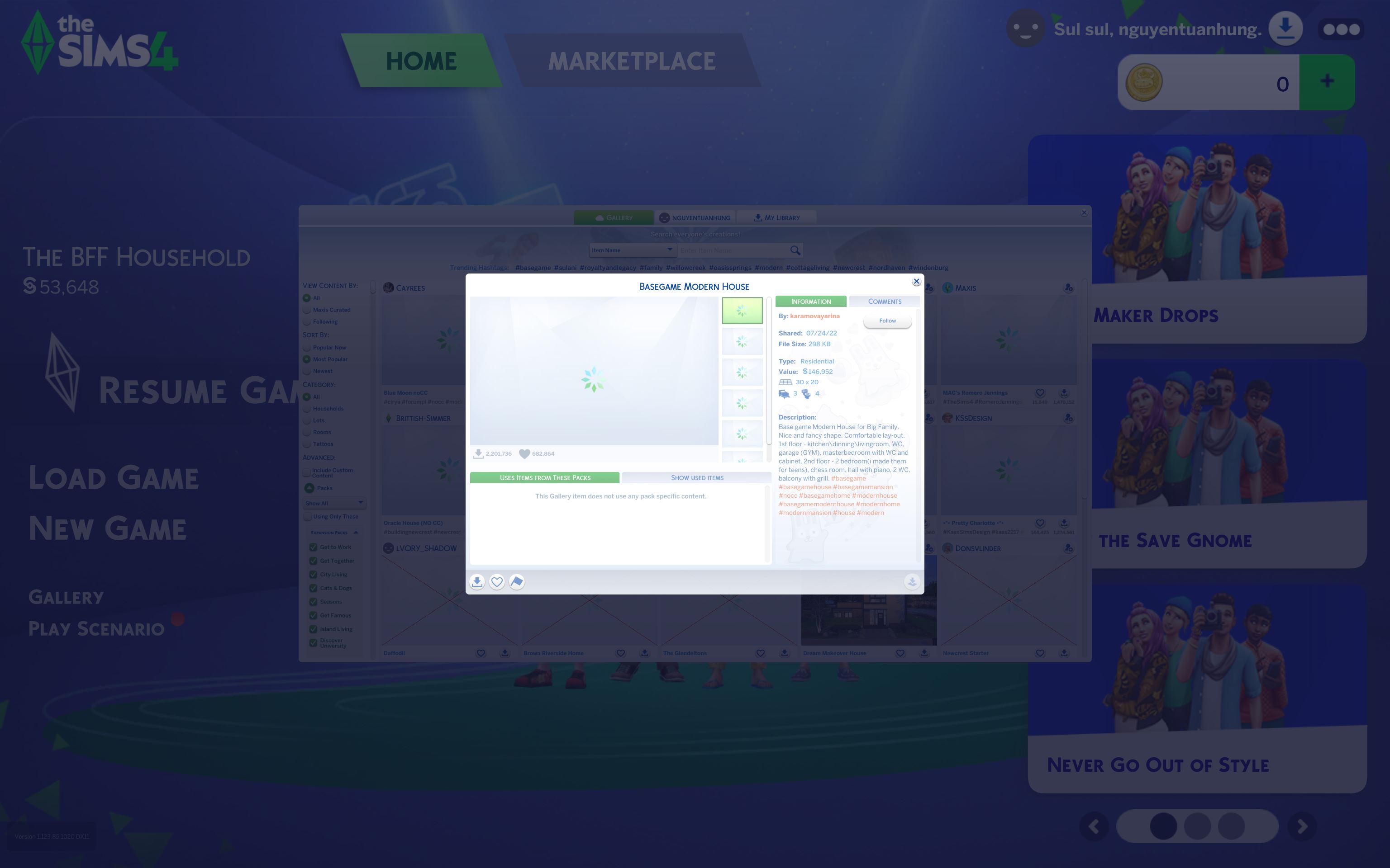 Không tải được content từ Gallery & Marketplace trong The Sims 4