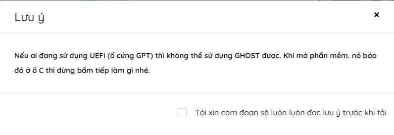 Không thể sử dụng Onekey Ghost do ổ cứng là GPT