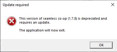 Update required seamless co-op (1.7.8)