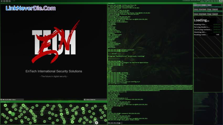 Hình ảnh trong game Hacknet (screenshot)