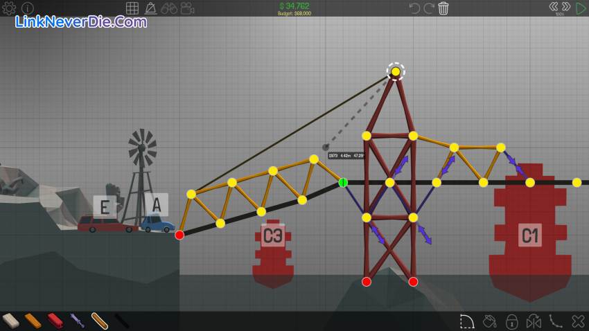 Hình ảnh trong game Poly Bridge (screenshot)