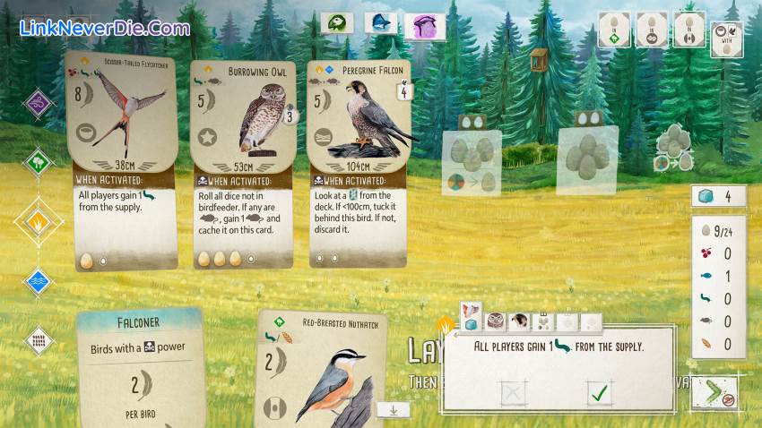 Hình ảnh trong game Wingspan (screenshot)