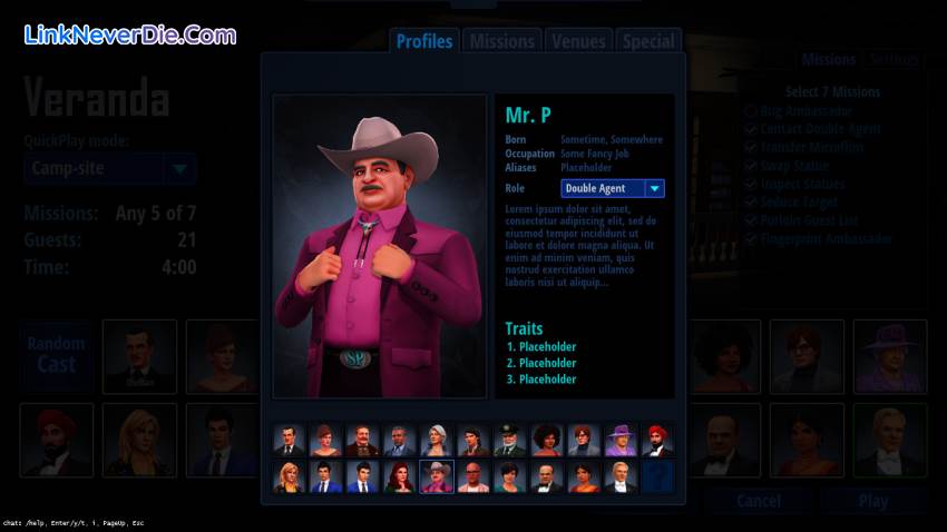 Hình ảnh trong game SpyParty (screenshot) Hình ảnh trong game SpyParty (screenshot)